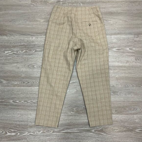 Wilfred High Waist Dress pants Plaid Beige Ankle Crop  Pant Wool Cashmere - Picture 2 of 10